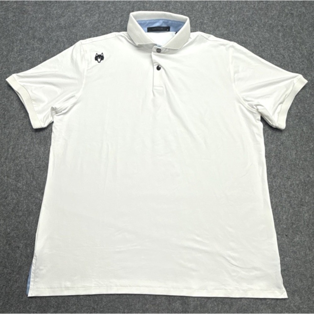Greyson Tour Issue Shirt Mens Size M Polo Wolf Performance Golf White